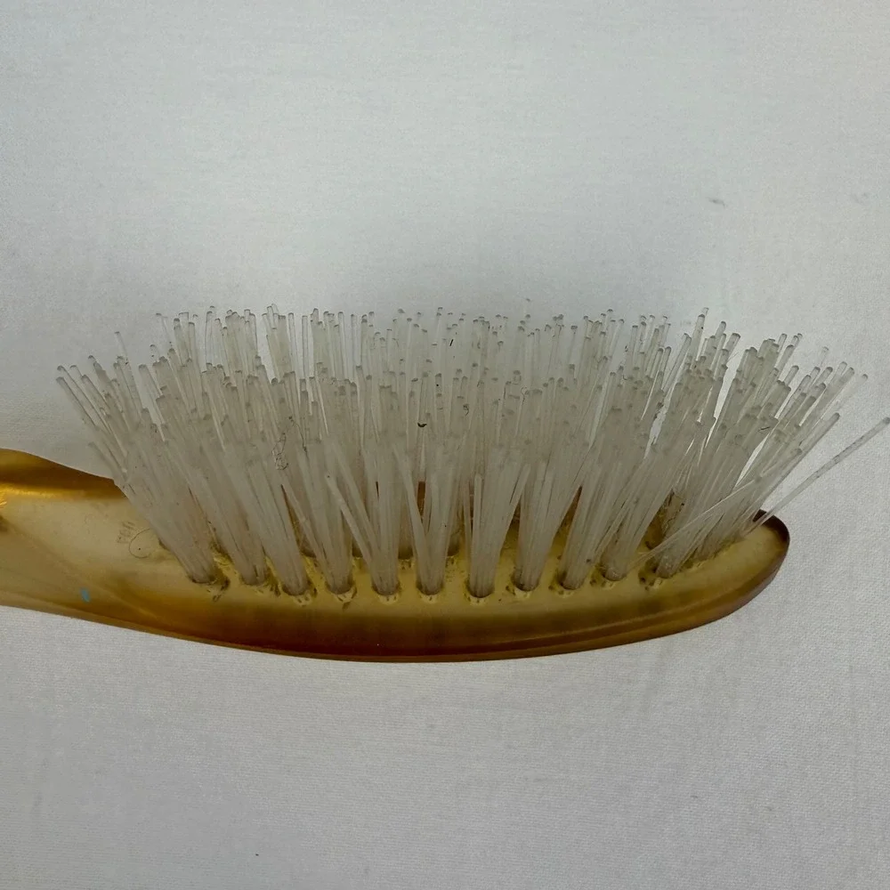Vintage Avon Hair Brush Amber Faux Tortoise‎ Shell Handle White Bristles 5.75